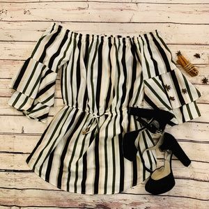 Off-the-Shoulder Bell Sleeve Pullover Blouse